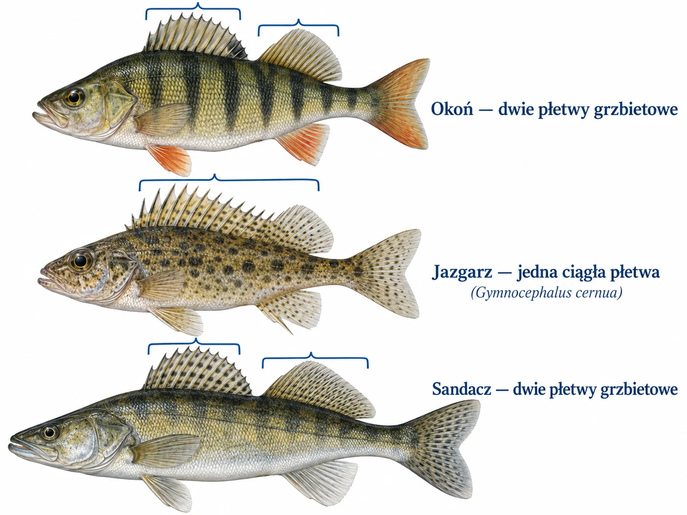 Jazgarz: jedna płetwa, plamy zamiast pręg