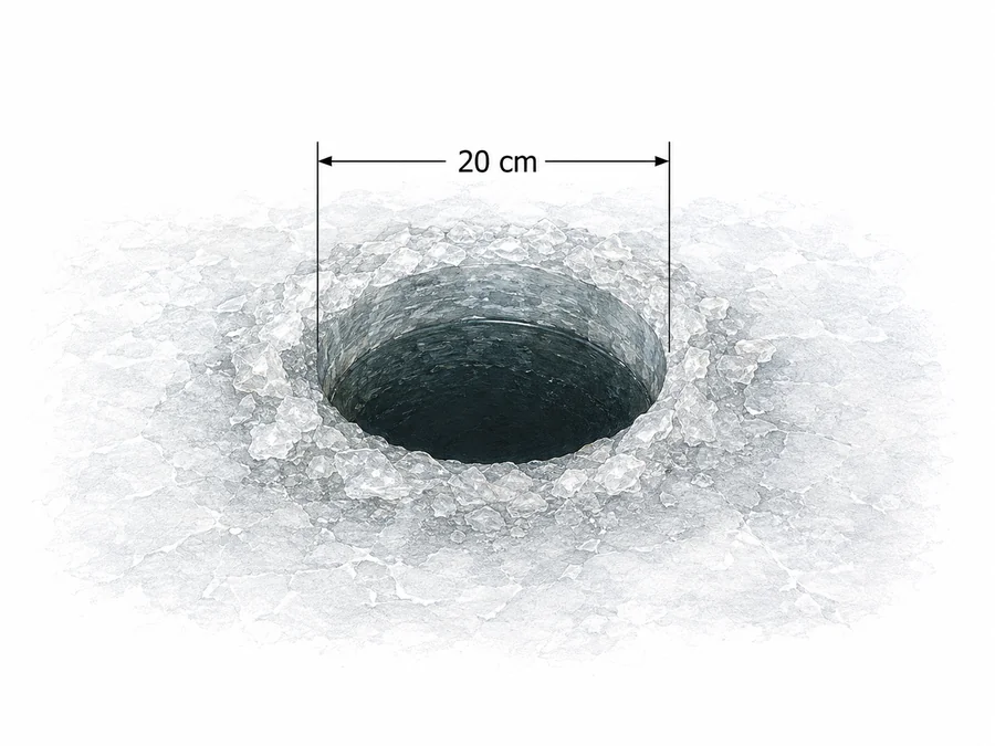 Maksymalna średnica otworu w lodzie - 20 cm